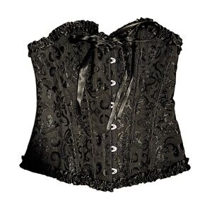 Black Gothic Overbust Corset Size M – Lace-Up Victorian Bustier